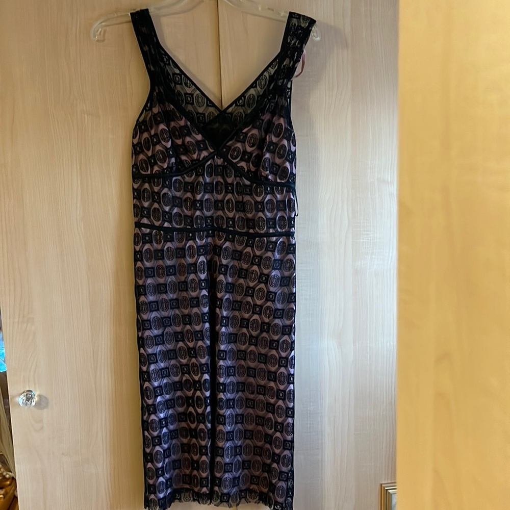 Dress, Tocca size 2. Black lace w pink satin slip under.